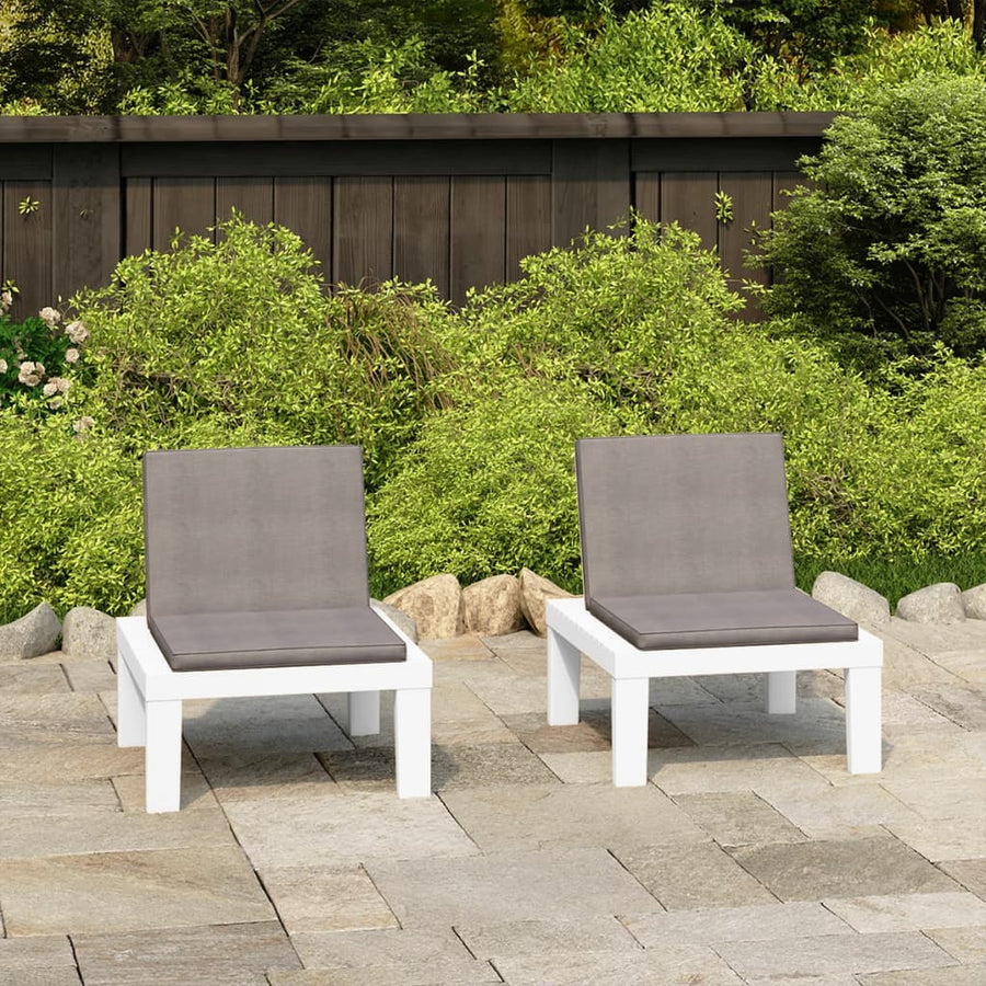 Loungestoelen Met Kussens Kunststof 1 2 Wit
