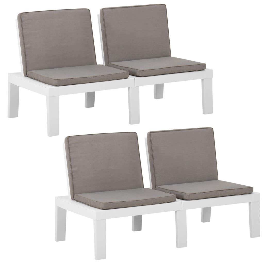 Loungebanken Met Kussens Kunststof 1 2 Wit