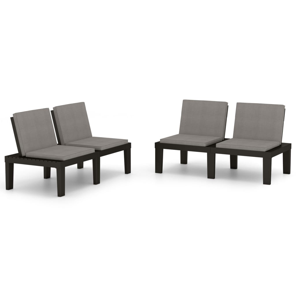 Loungebanken Met Kussens Kunststof 1 2 Grijs
