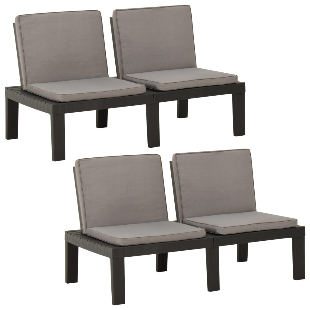 Loungebanken Met Kussens Kunststof 1 2 Grijs