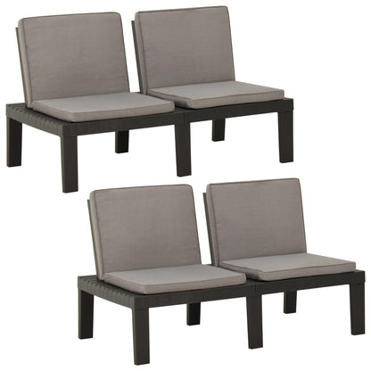Loungebanken Met Kussens Kunststof 1 2 Grijs
