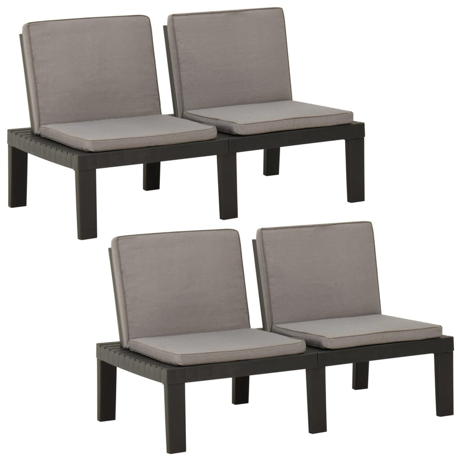 Loungebanken Met Kussens Kunststof 1 2 Grijs