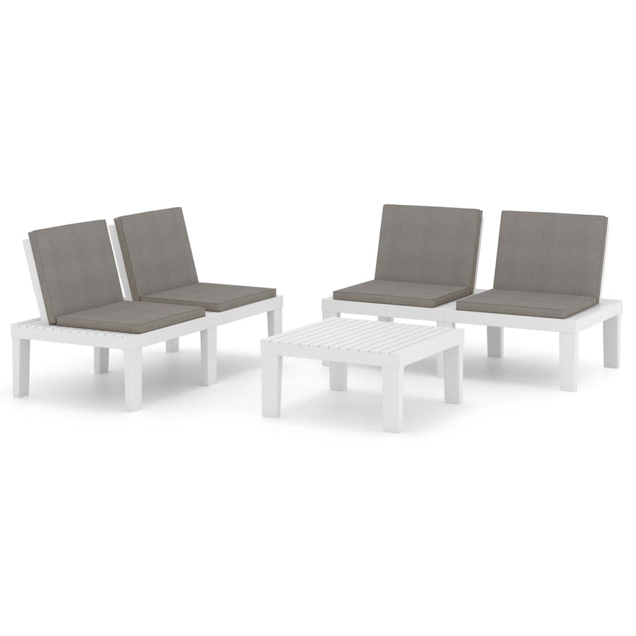 -Delige Loungeset Met Kussens Kunststof Wit