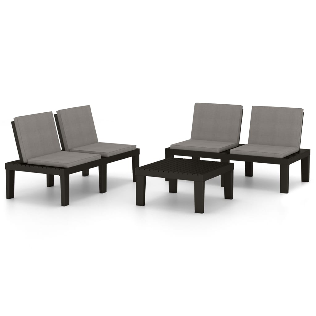 -Delige Loungeset Met Kussens Kunststof Grijs