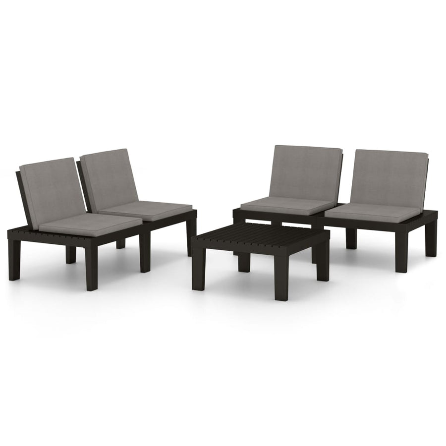 -Delige Loungeset Met Kussens Kunststof Grijs