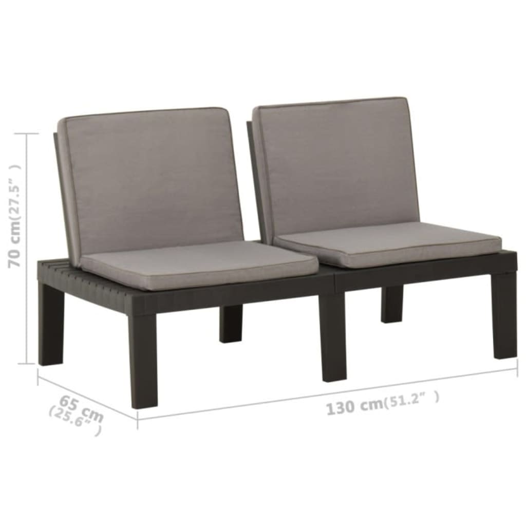 -Delige Loungeset Met Kussens Kunststof Grijs