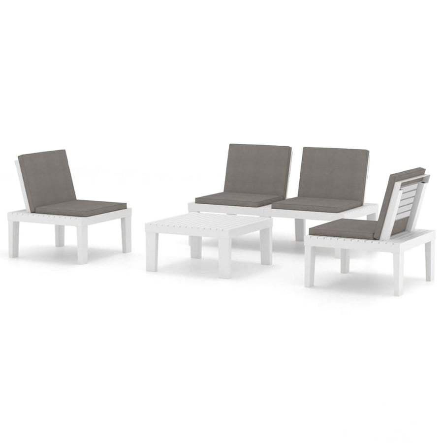 -Delige Loungeset Met Kussens Kunststof Wit