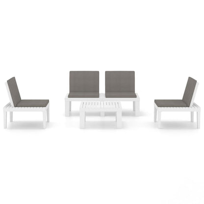 -Delige Loungeset Met Kussens Kunststof Wit