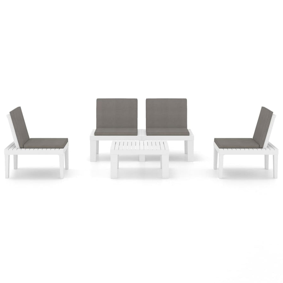 -Delige Loungeset Met Kussens Kunststof Wit