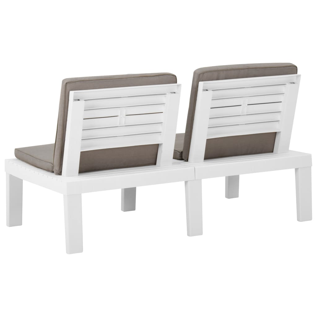 -Delige Loungeset Met Kussens Kunststof Wit