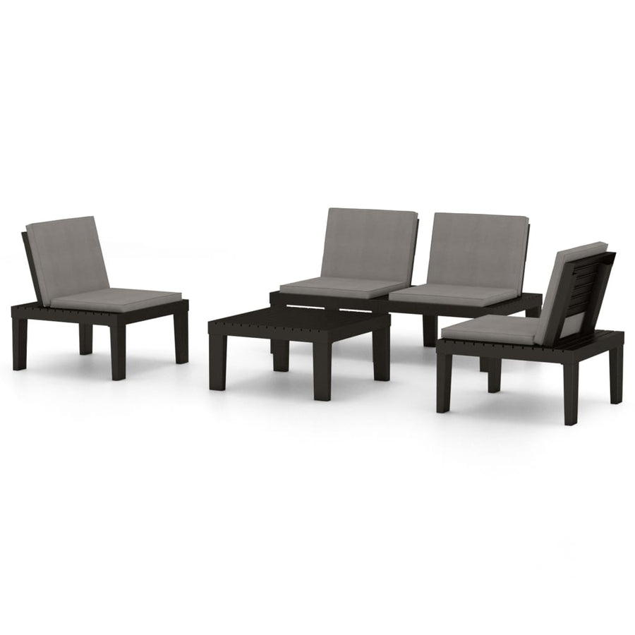 -Delige Loungeset Met Kussens Kunststof Grijs