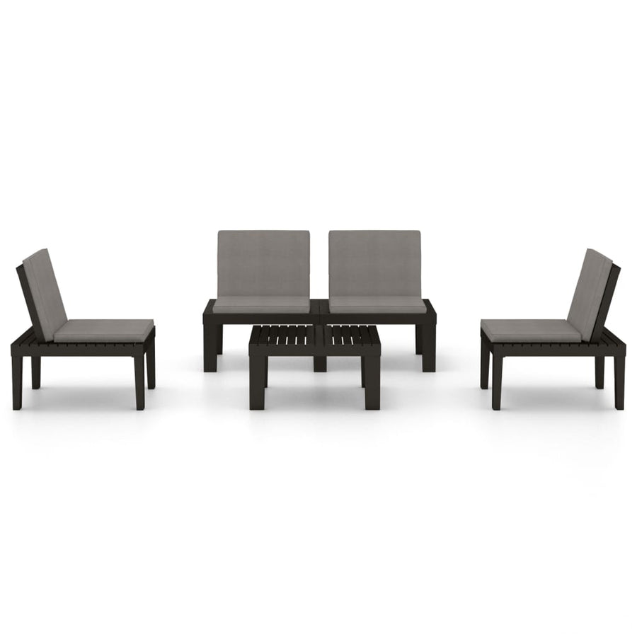 -Delige Loungeset Met Kussens Kunststof Grijs