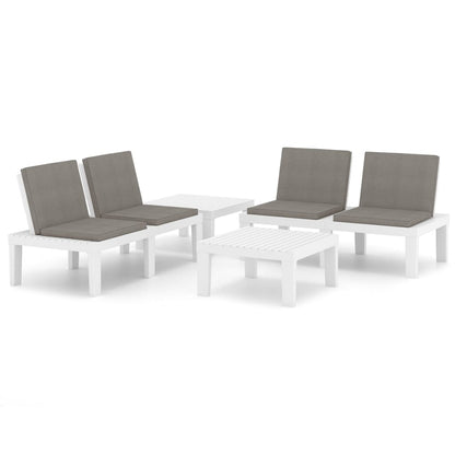 -Delige Loungeset Met Kussens Kunststof 4 Wit