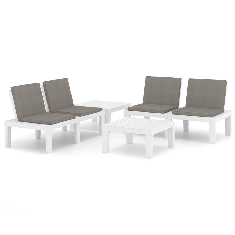 -Delige Loungeset Met Kussens Kunststof 4 Wit
