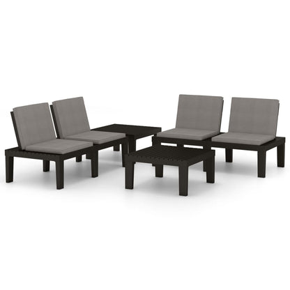 -Delige Loungeset Met Kussens Kunststof 4 Grijs