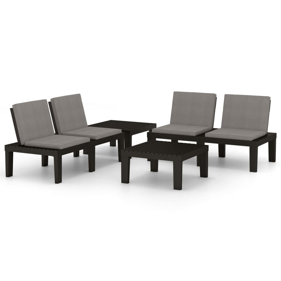 -Delige Loungeset Met Kussens Kunststof 4 Grijs