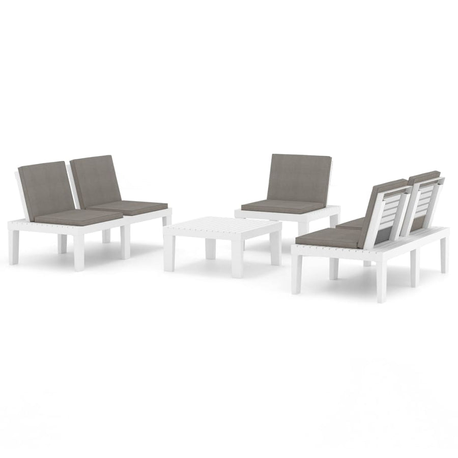 -Delige Loungeset Met Kussens Kunststof Wit