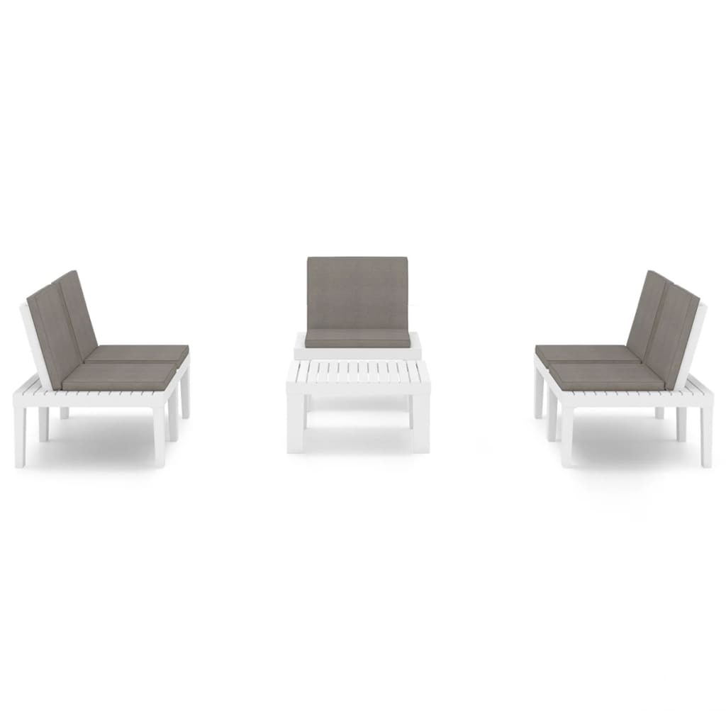 -Delige Loungeset Met Kussens Kunststof Wit