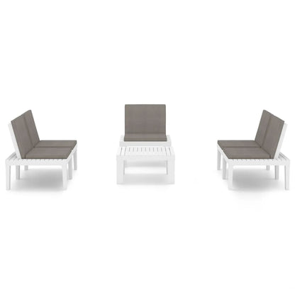 -Delige Loungeset Met Kussens Kunststof Wit