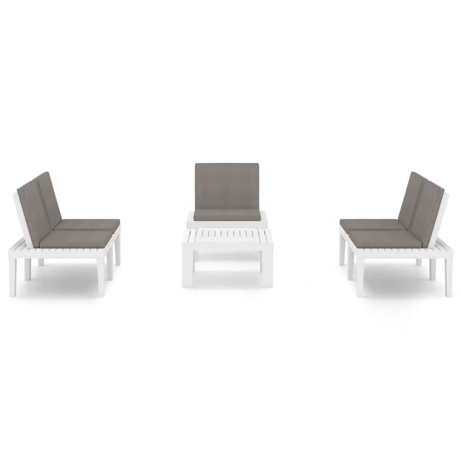 -Delige Loungeset Met Kussens Kunststof Wit