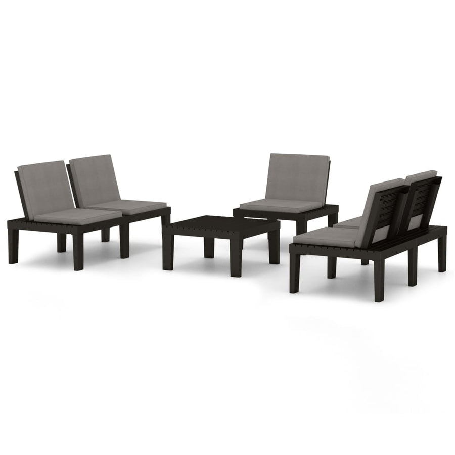 -Delige Loungeset Met Kussens Kunststof Grijs
