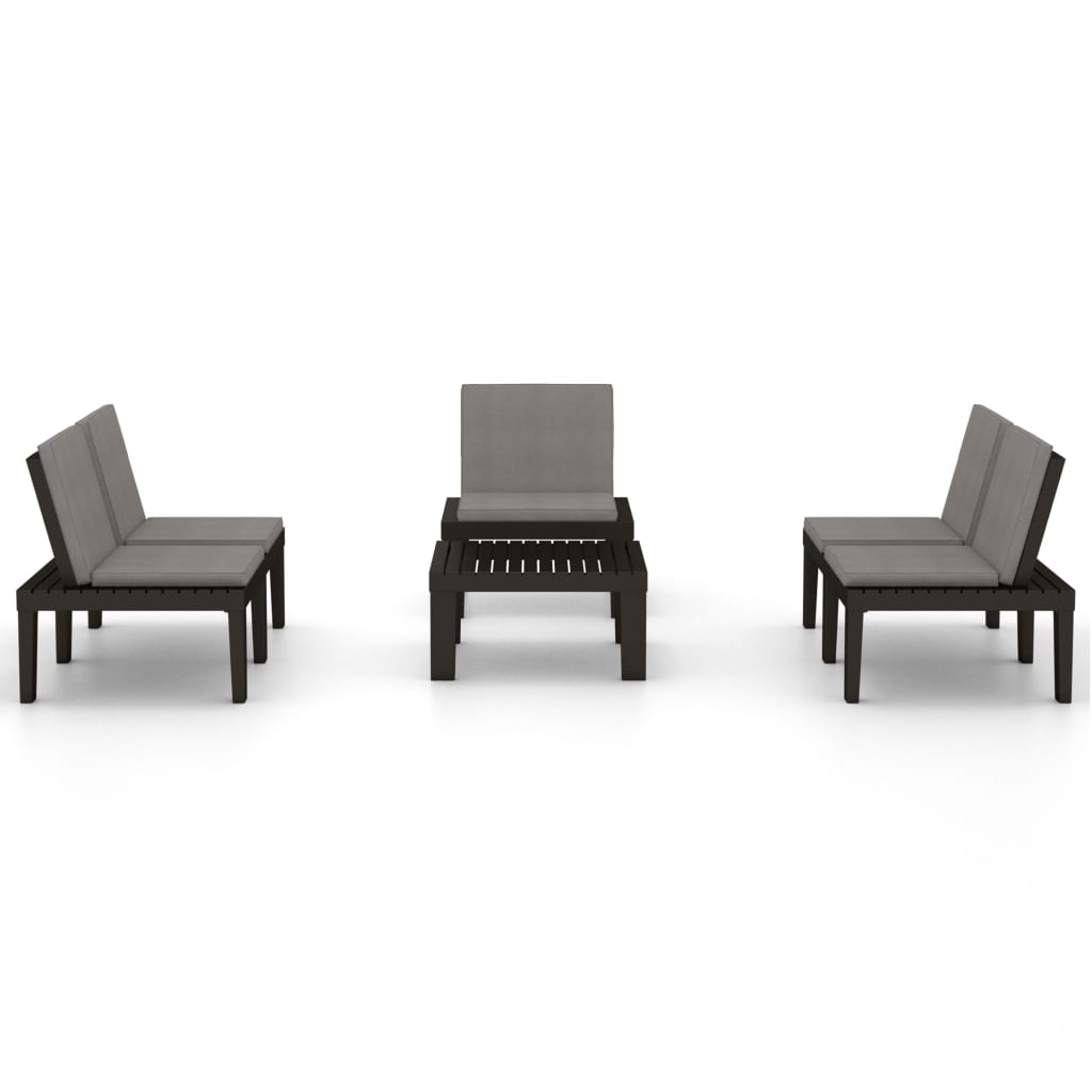 -Delige Loungeset Met Kussens Kunststof Grijs