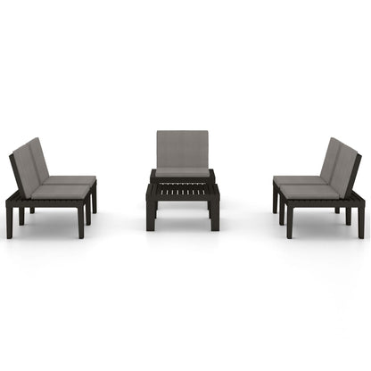 -Delige Loungeset Met Kussens Kunststof Grijs