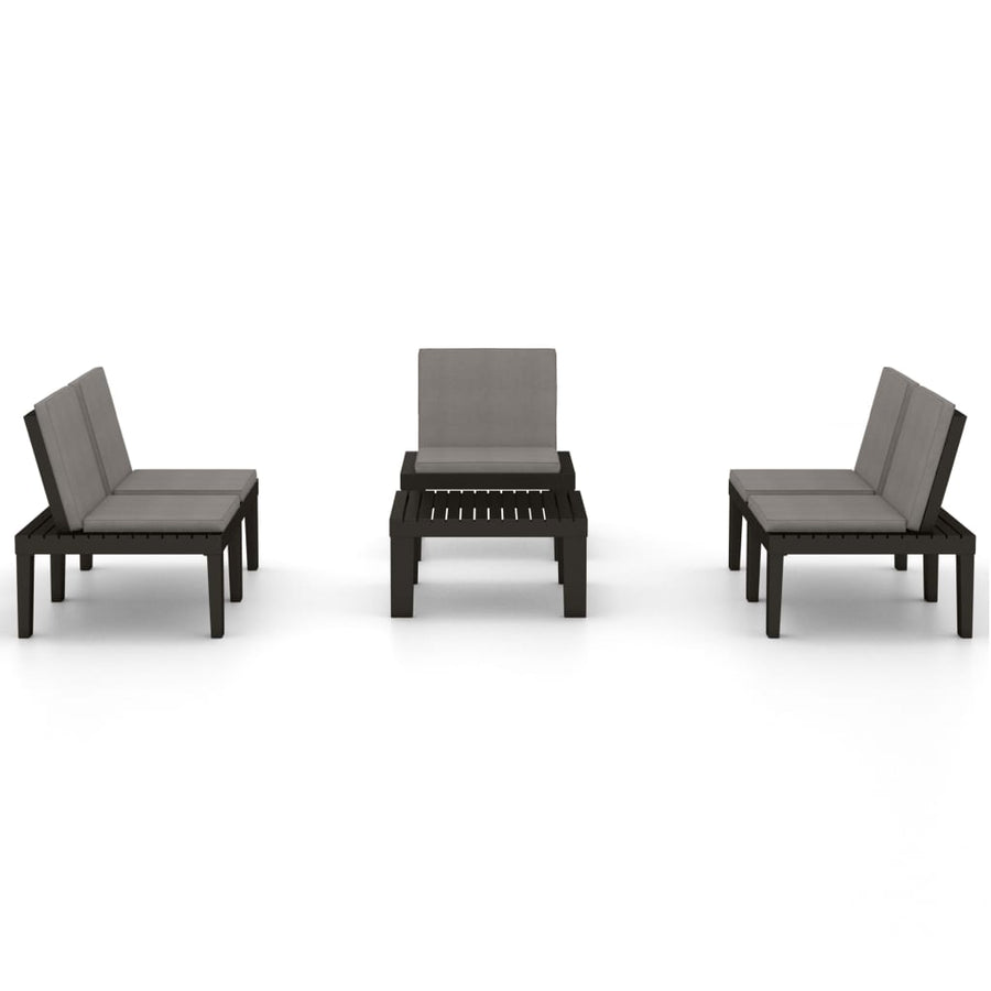 -Delige Loungeset Met Kussens Kunststof Grijs
