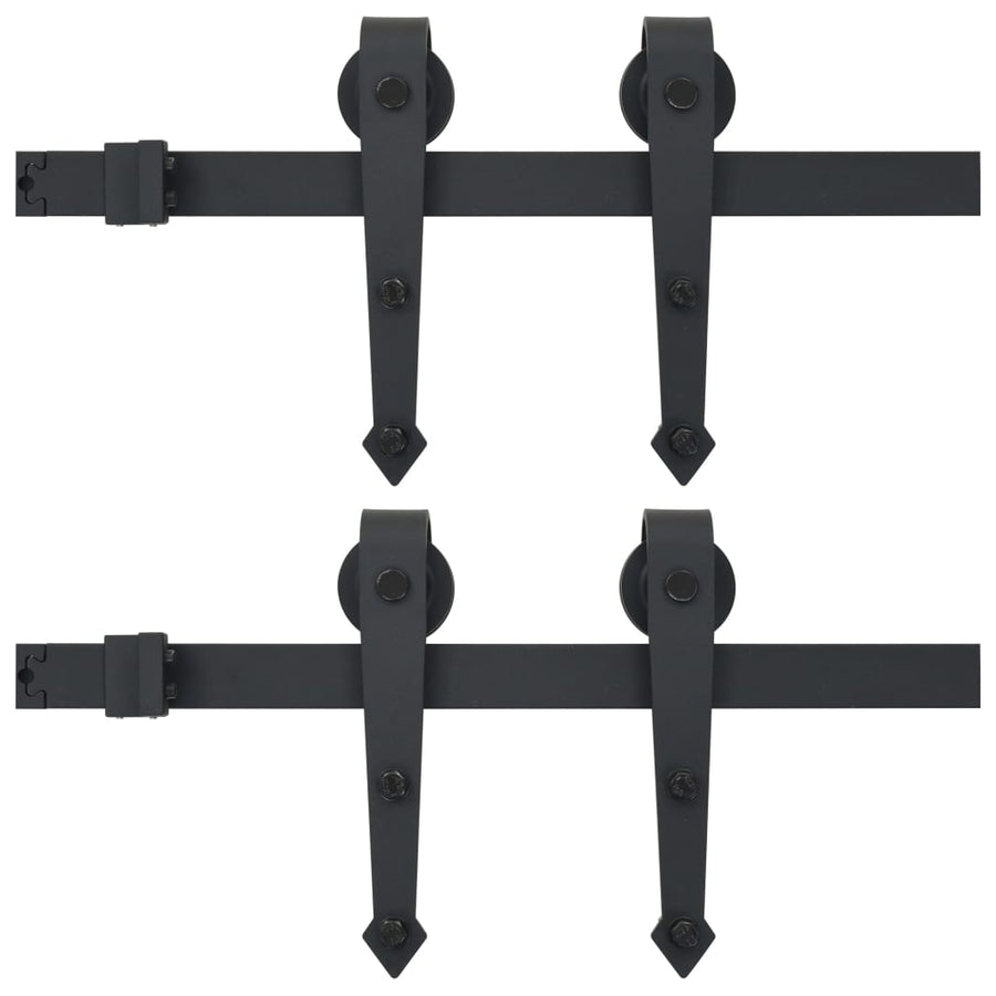 Hardwaresets voor schuifdeuren 2 st 200 cm staal zwart 2 200 cm Zwart