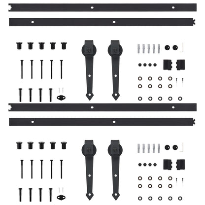 Hardwaresets voor schuifdeuren 2 st 200 cm staal zwart 2 200 cm Zwart