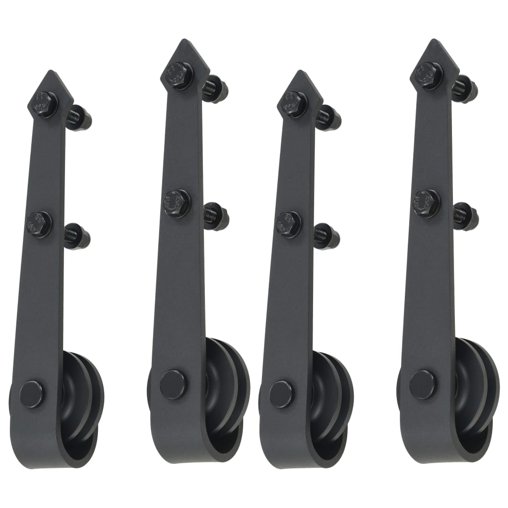 Hardwaresets voor schuifdeuren 2 st 200 cm staal zwart 2 200 cm Zwart