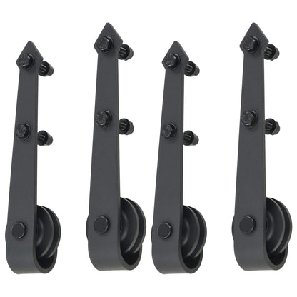 Hardwaresets voor schuifdeuren 2 st 200 cm staal zwart 2 200 cm Zwart