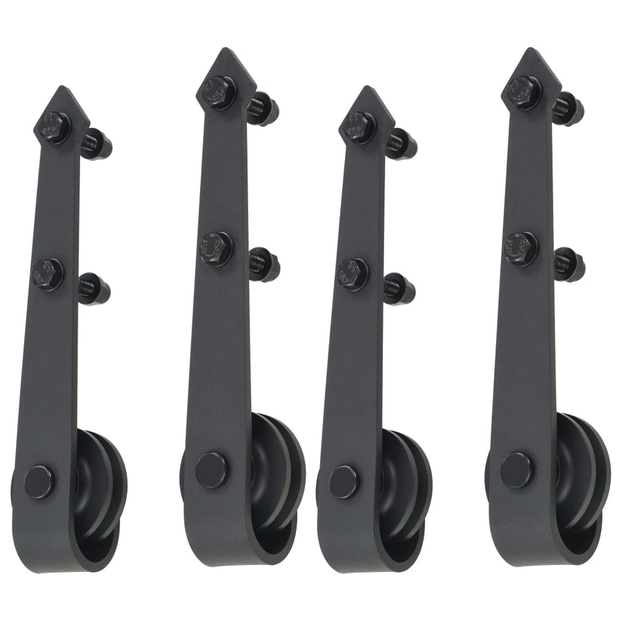 Hardwaresets voor schuifdeuren 2 st 200 cm staal zwart 2 200 cm Zwart