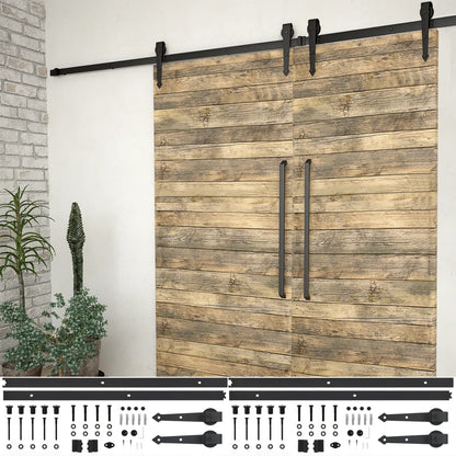 Hardwaresets voor schuifdeuren 2 st 200 cm staal zwart 2 200 cm Zwart