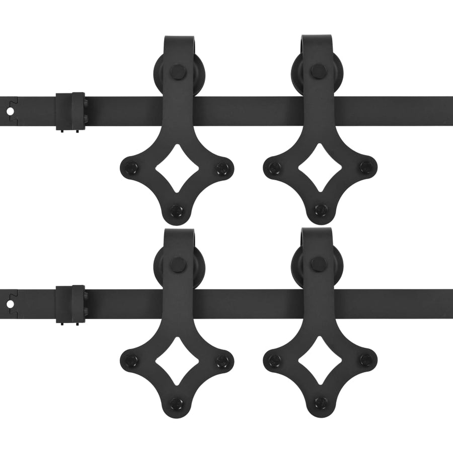 Beslagsets Voor Schuifdeur 2 St 183 Cm Staal Zwart