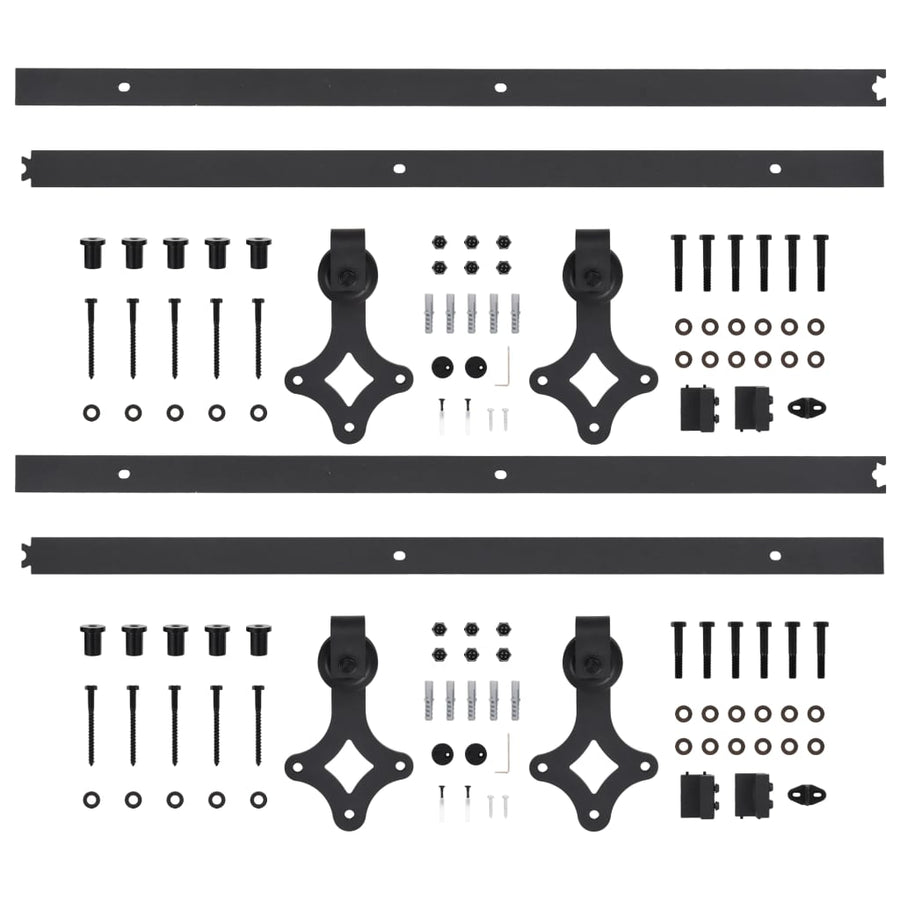 Hardwaresets voor schuifdeuren 2 st 200 cm staal zwart 2 200 cm