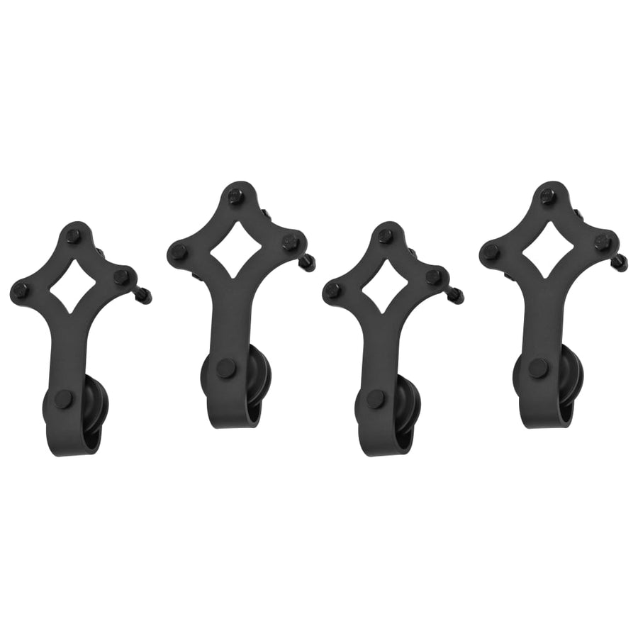 Hardwaresets voor schuifdeuren 2 st 200 cm staal zwart 2 200 cm