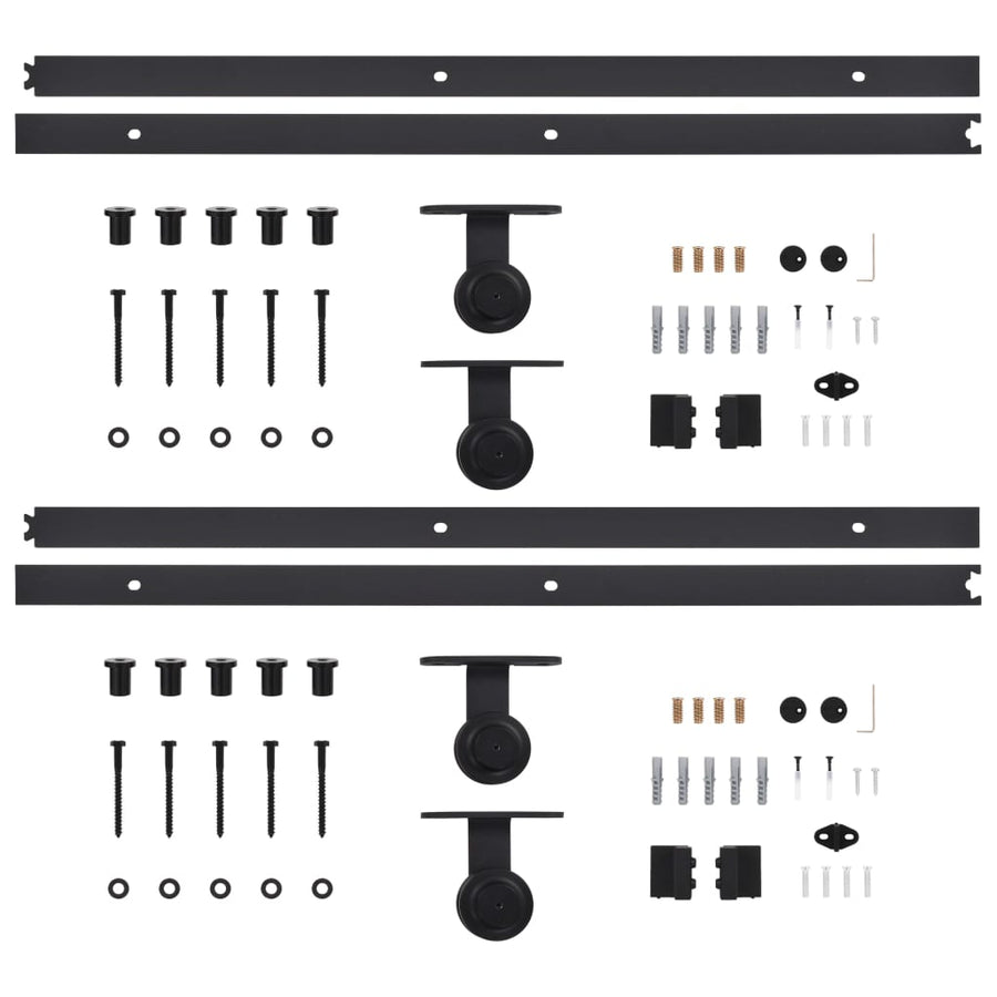 Hardwaresets Voor Schuifdeuren Staal 2 200 cm Zwart
