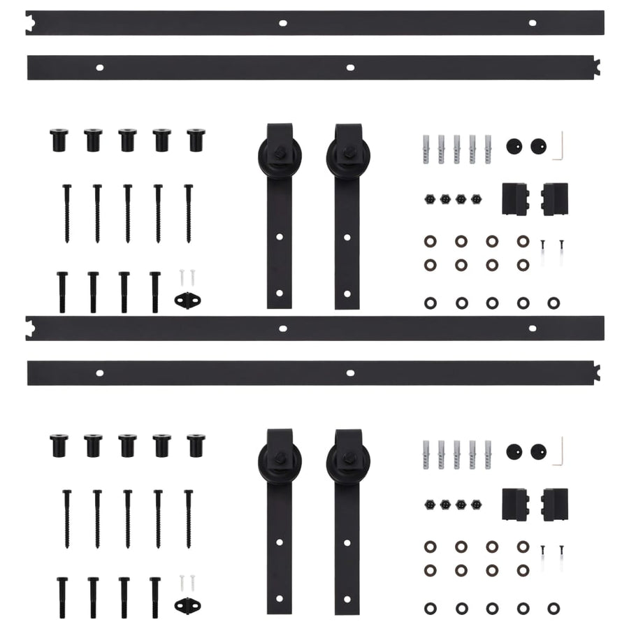 Hardwaresets Voor Schuifdeuren 2 St 183 Cm Staal Zwart
