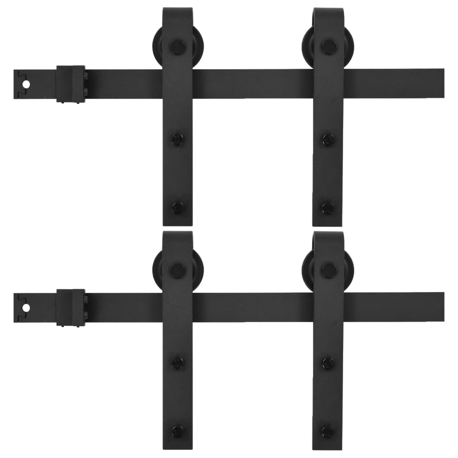 Hardwaresets voor schuifdeuren 2 st 200 cm staal zwart 2 200 cm Zwart