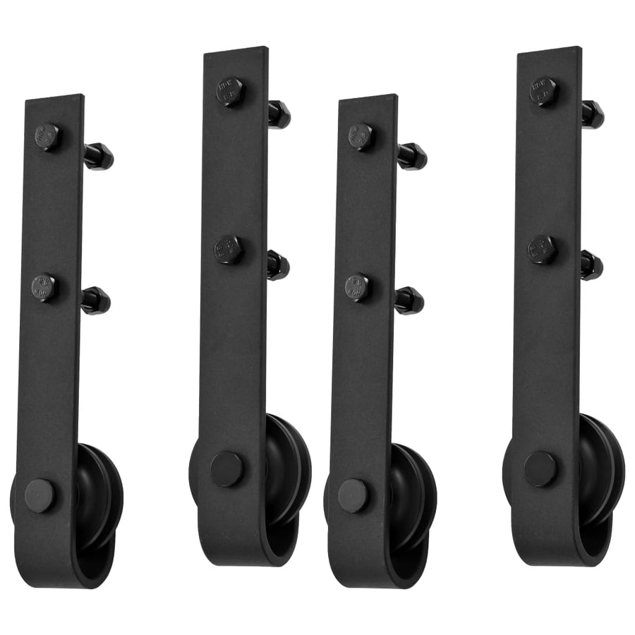 Hardwaresets voor schuifdeuren 2 st 200 cm staal zwart 2 200 cm Zwart
