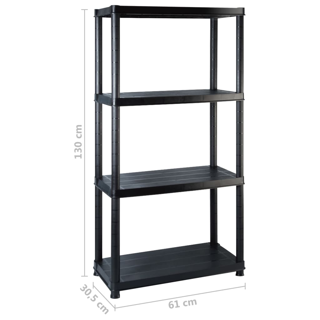 Opbergrek 4-Laags 22X30,5X30 Cm Kunststof Zwart 122 x 30.5 x 130 cm