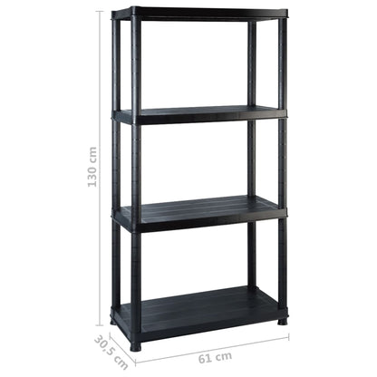 Opbergrek 4-Laags 22X30,5X30 Cm Kunststof Zwart 122 x 30.5 x 130 cm