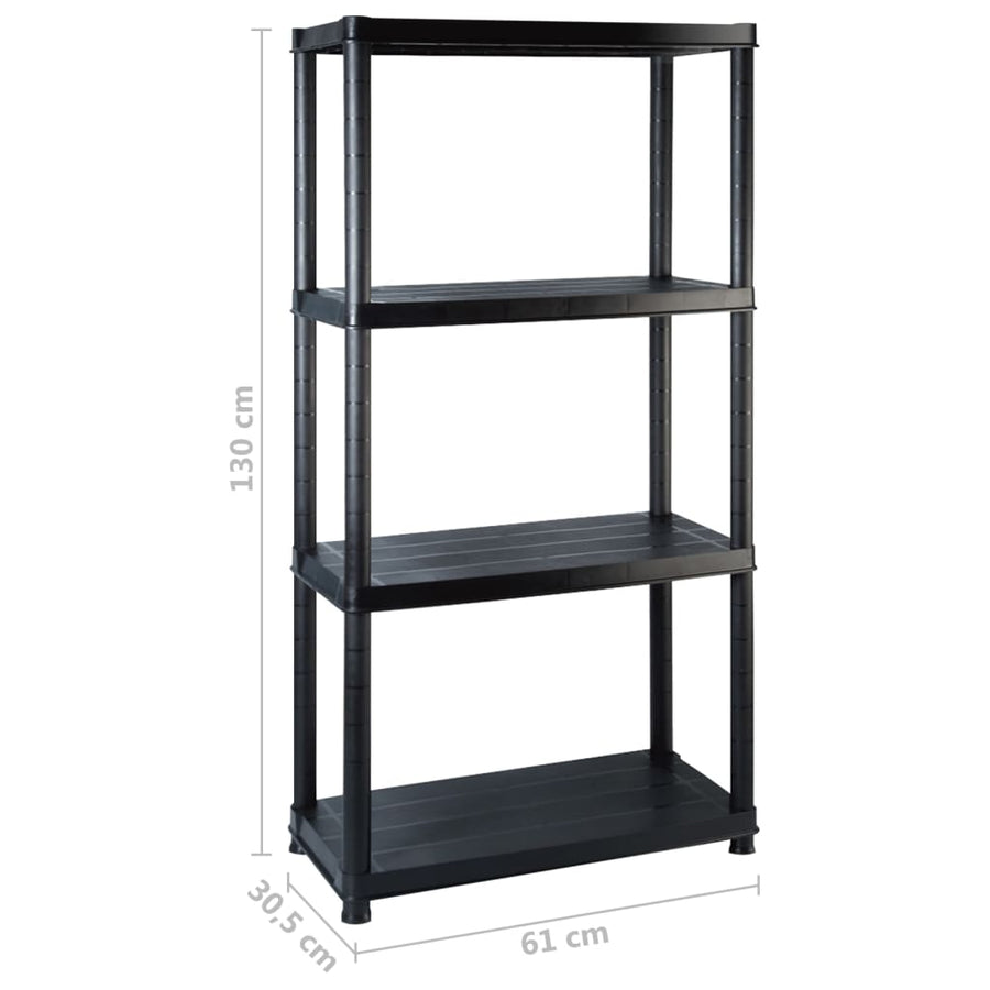 Opbergrek 4-Laags 22X30,5X30 Cm Kunststof Zwart 122 x 30.5 x 130 cm