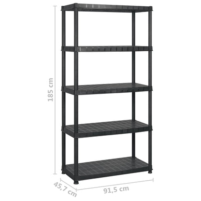 Opbergrek 5-Laags 83X45,7X85 Cm Kunststof Zwart 183 x 45.7 x 185 cm