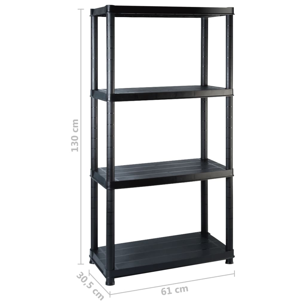 Opbergrek 4-Laags 83X30,5X30 Cm Kunststof Zwart 183 x 30.5 x 130 cm