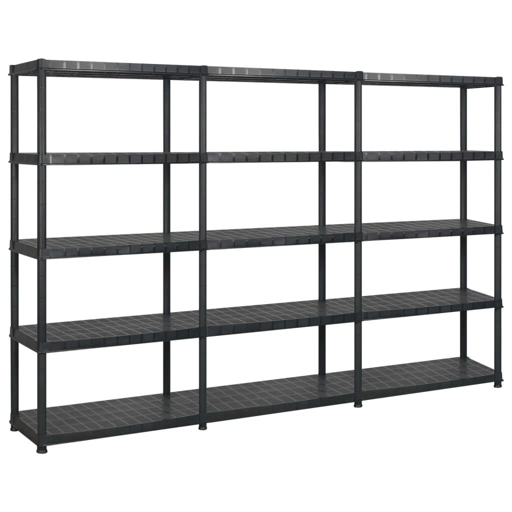 Opbergrek 5-Laags 274,5X45,7X85 Cm Kunststof Zwart 274.5 x 45.7 x 185 cm