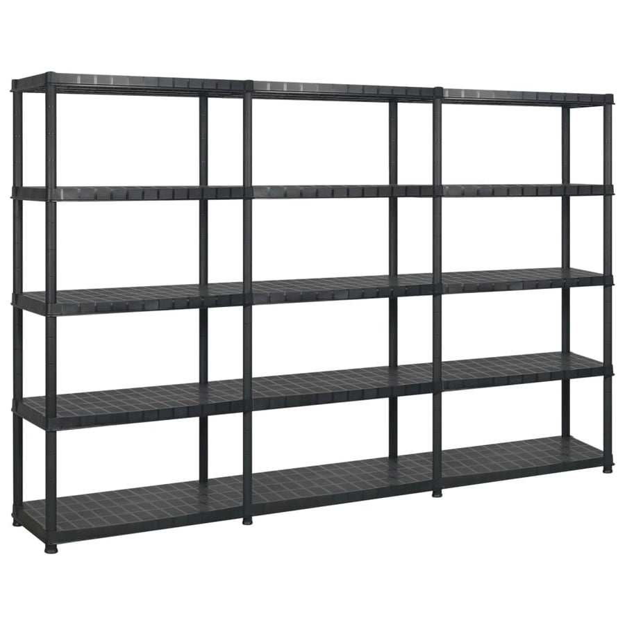 Opbergrek 5-Laags 274,5X45,7X85 Cm Kunststof Zwart 274.5 x 45.7 x 185 cm