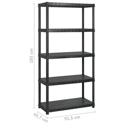 Opbergrek 5-Laags 274,5X45,7X85 Cm Kunststof Zwart 274.5 x 45.7 x 185 cm