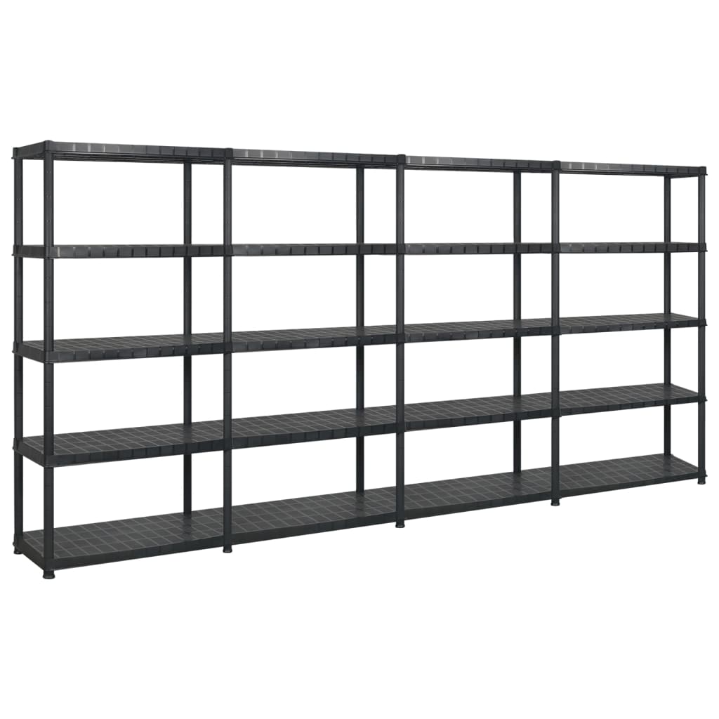 Opbergrek 5-Laags 366X45,7X85 Cm Kunststof Zwart 366 x 45.7 x 185 cm
